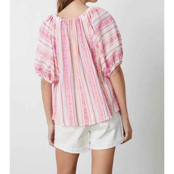 NEW VELVET BY GRAHAM & SPENCER kimmy boho raglan top in pink multi - Picture 3 of 3